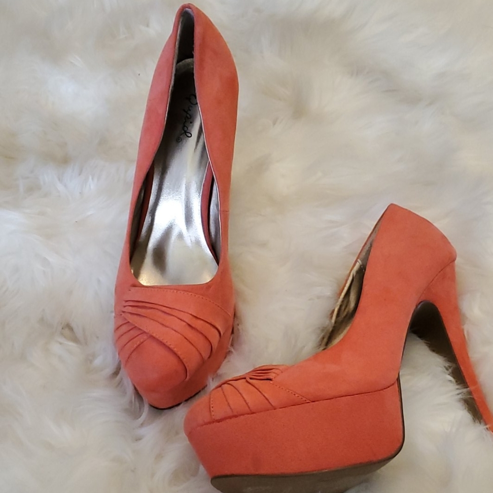 Coral Suede Pumps!